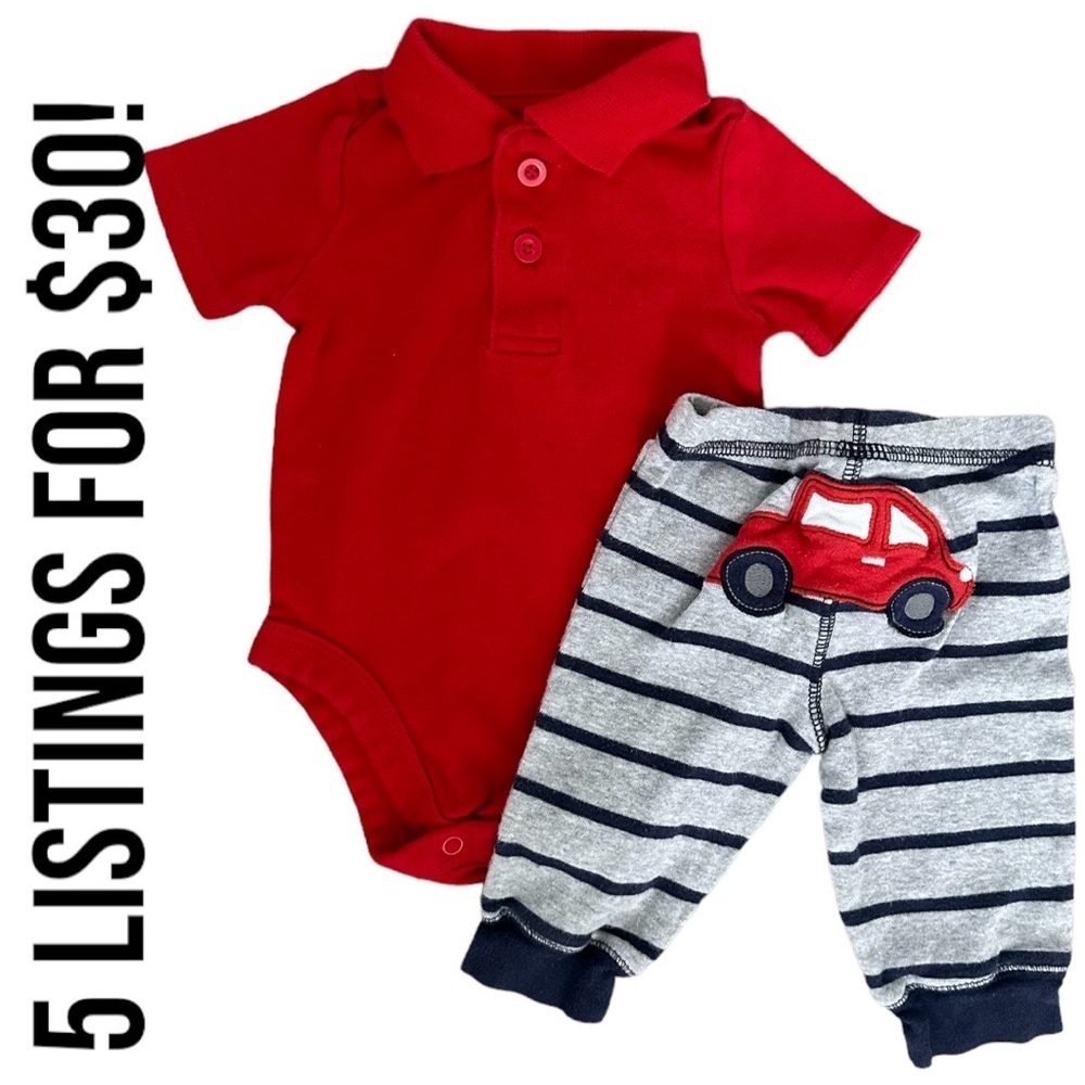 Garanimals & Carter’s 0-3 months Baby Boy matching outfit set